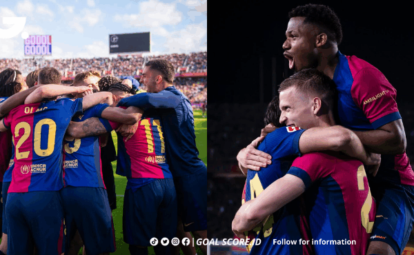 Dani Olmo merayakan gol untuk Barcelona melawan Mallorca di LaLiga 2025