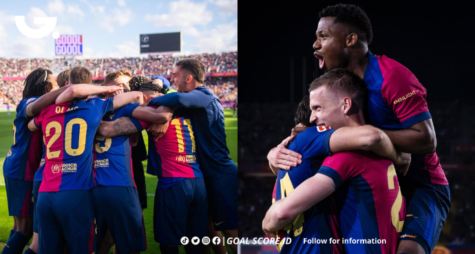 Dani Olmo merayakan gol untuk Barcelona melawan Mallorca di LaLiga 2025